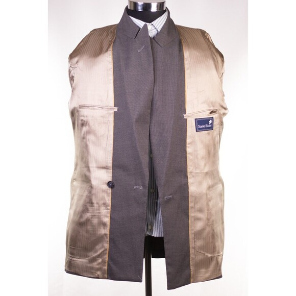 Stanley Blacker Wool Sport Coat Blazer Jacket 41R Brown Double Breasted - Picture 11 of 13